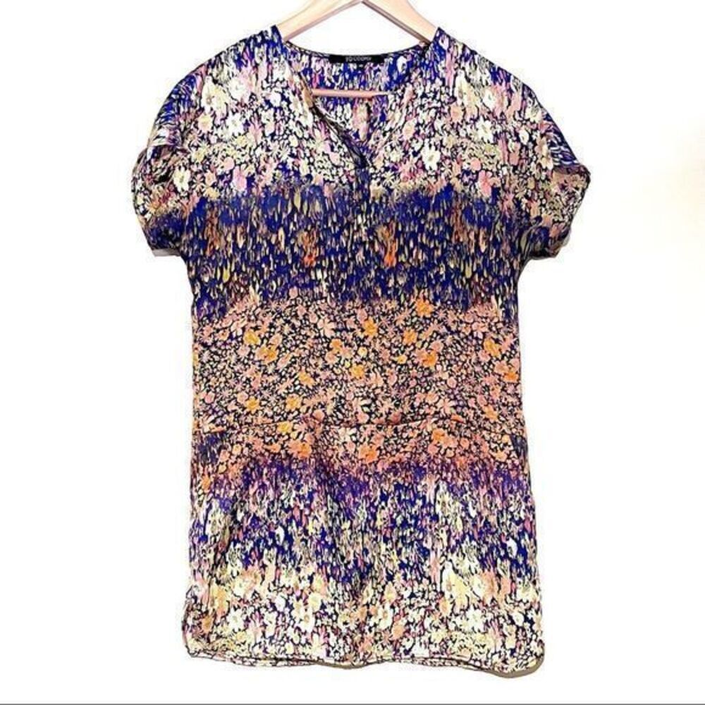 19 Cooper Dress Floral Tunic Shirtdress Nordstrom Silk Dress Pockets xs Japanese